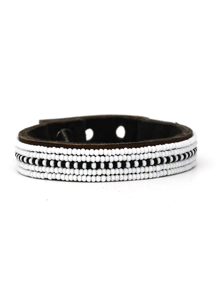 JewelryDashes Black Beaded Leather CuffSwahili Coast