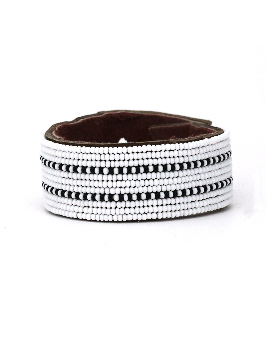 JewelryDashes Black Beaded Leather CuffSwahili Coast