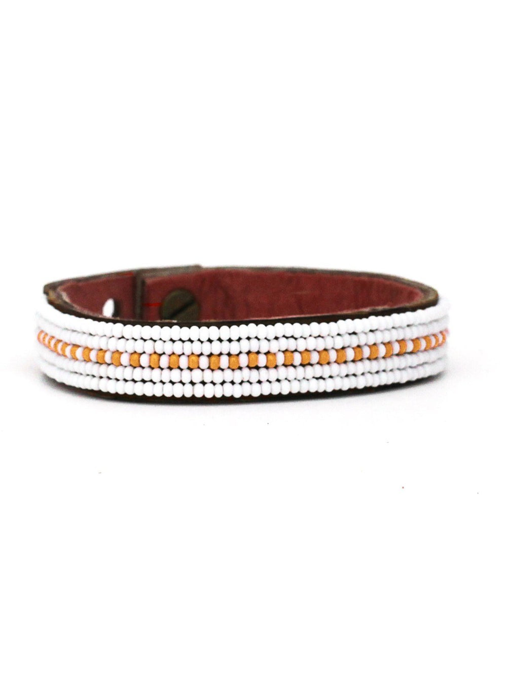 JewelryDashes Orange Beaded Leather CuffSwahili Coast