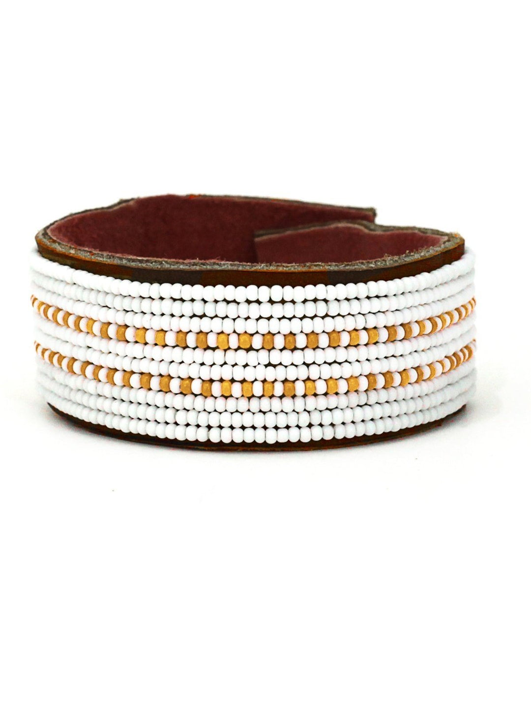 JewelryDashes Orange Beaded Leather CuffSwahili Coast