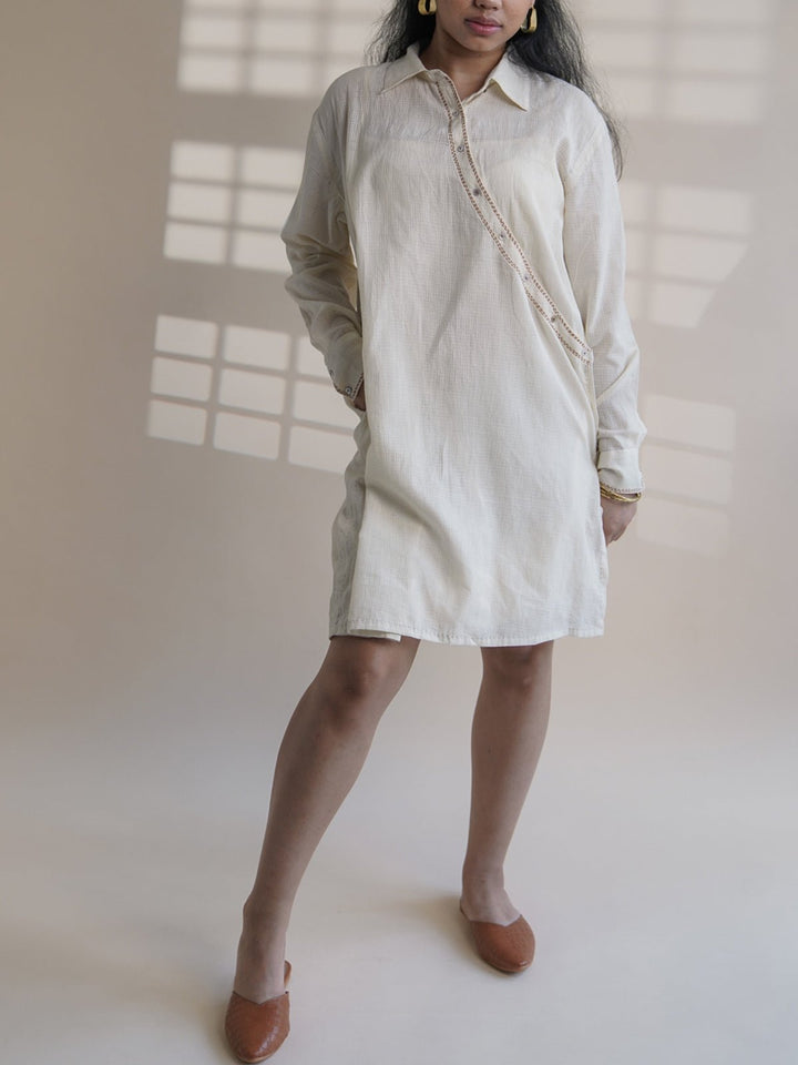 DressesDawning Angrakha Shirt Dress WhiteLafaaniFlourish Planet