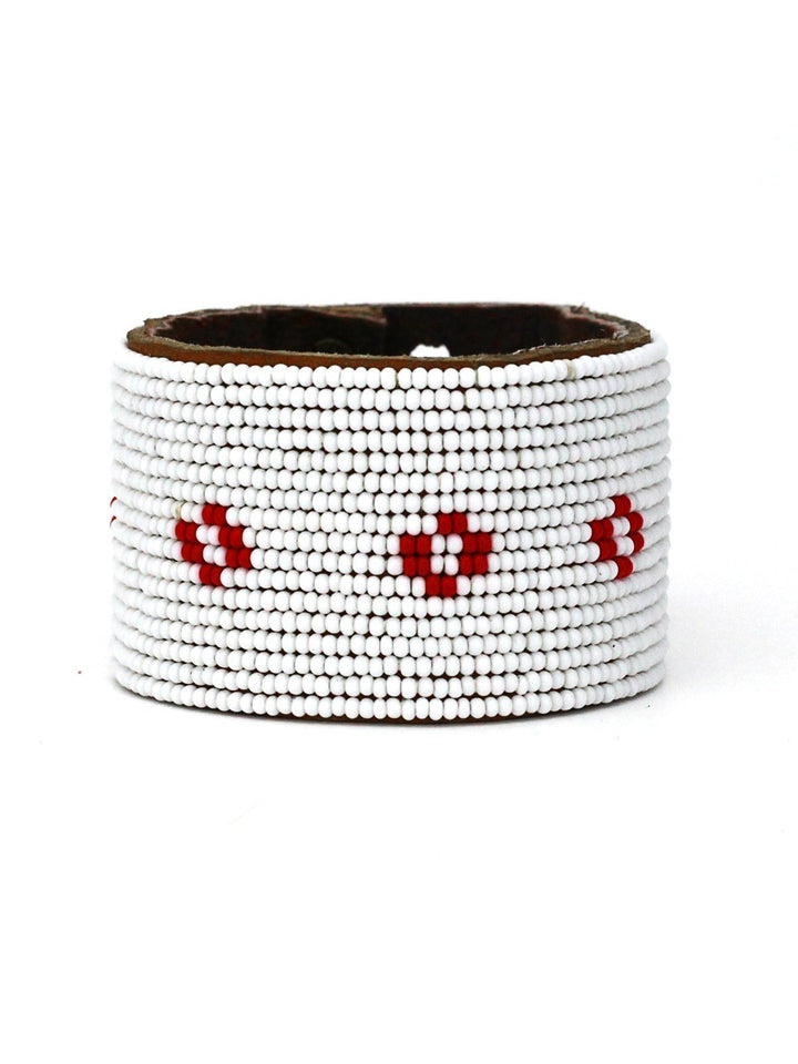 JewelryDiamond Red Beaded Leather CuffSwahili Coast