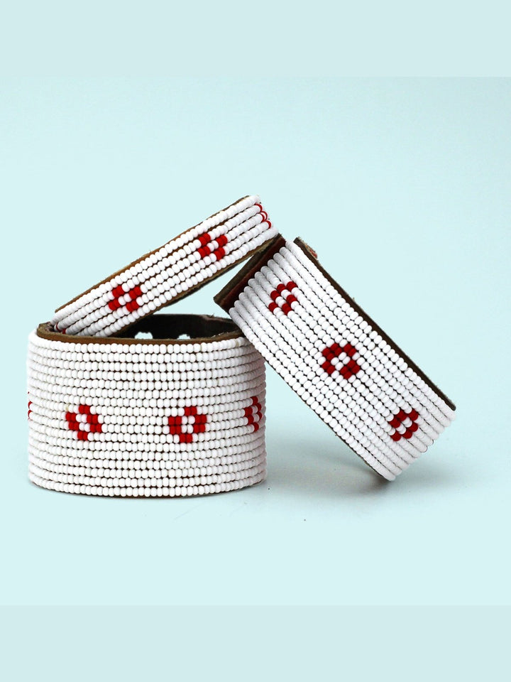 JewelryDiamond Red Beaded Leather CuffSwahili Coast