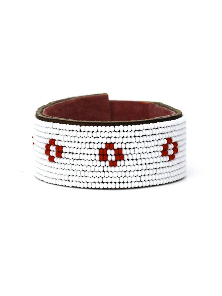 JewelryDiamond Red Beaded Leather CuffSwahili Coast