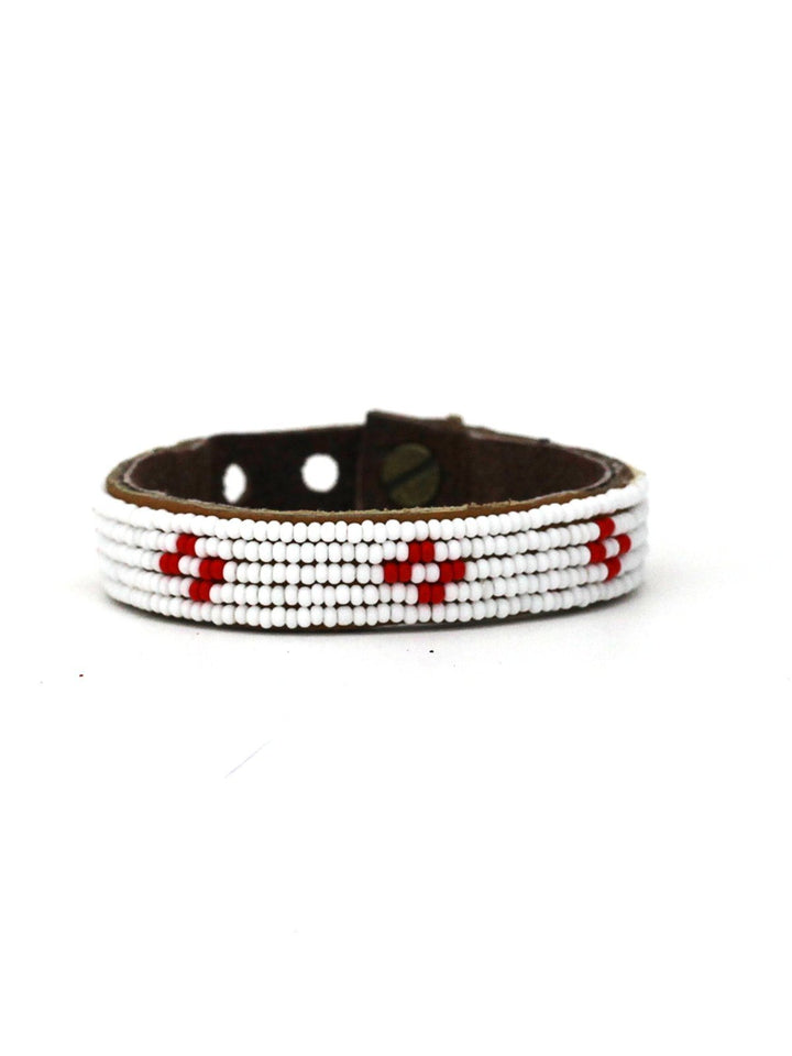 JewelryDiamond Red Beaded Leather CuffSwahili Coast