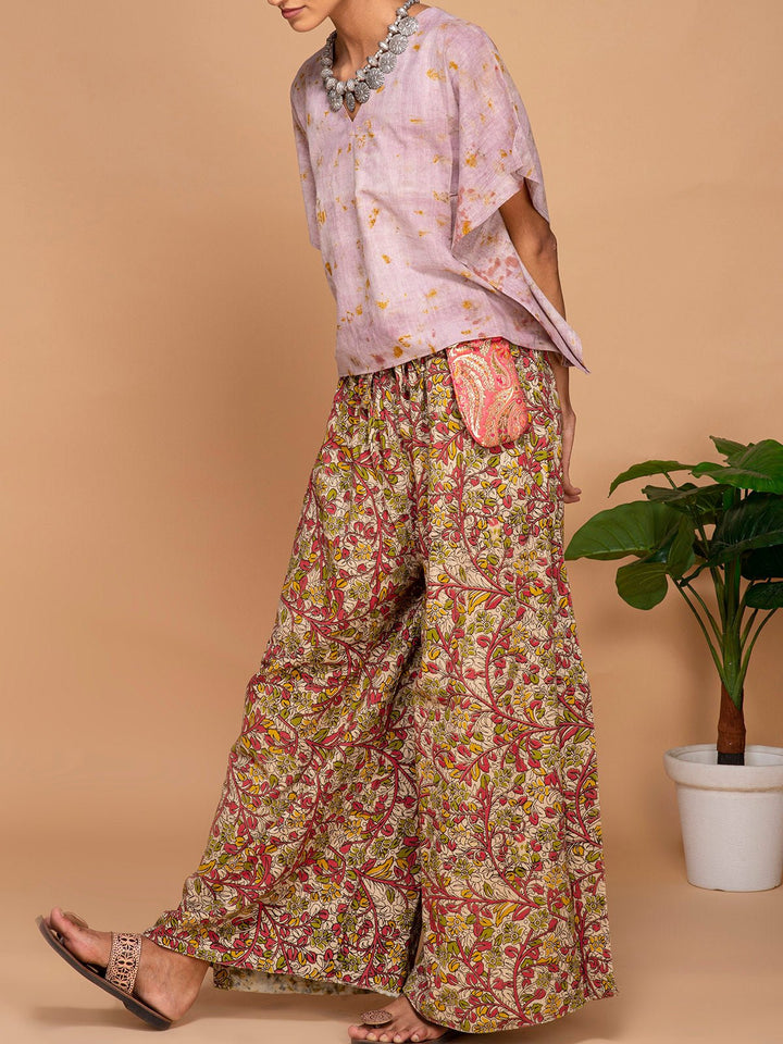 TopsEcoprinted Handwoven Kimono Crop Top PinkBageeya