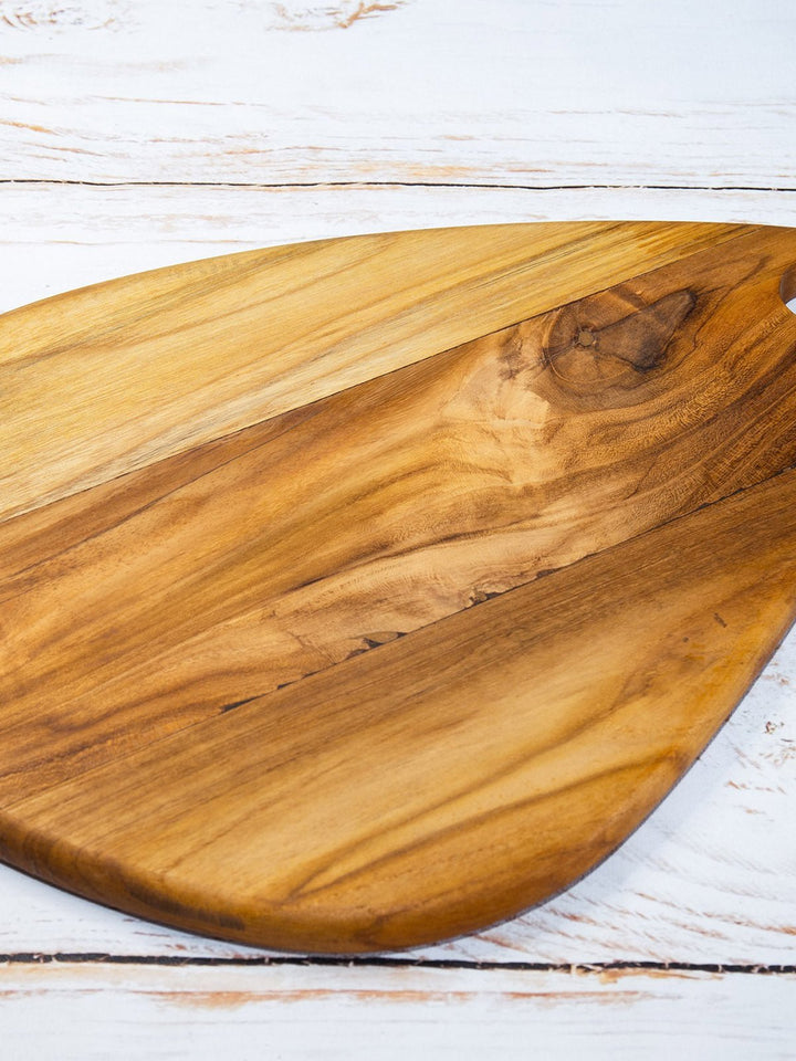 Table and DiningEgg Shaped Teakwood Platter Cum Cutting Board BrownDeco Talk