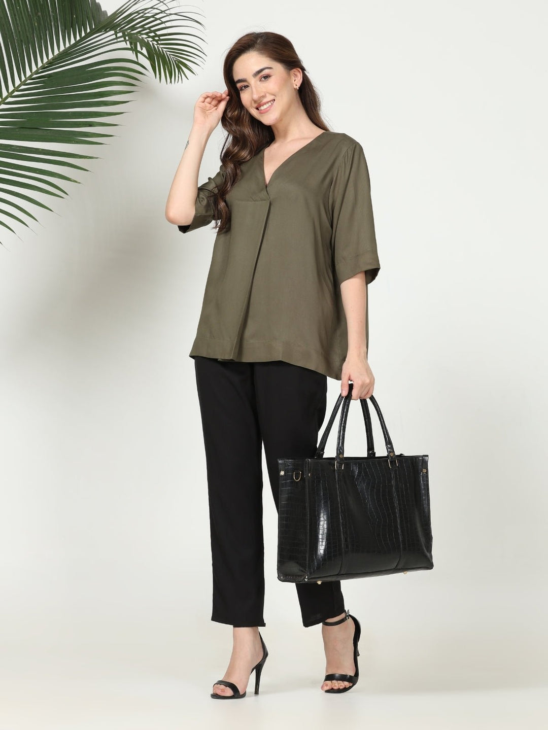 Co - ord SetElegant Front Pleat Top with Tapered Pants Co - ord SetSaltpetre