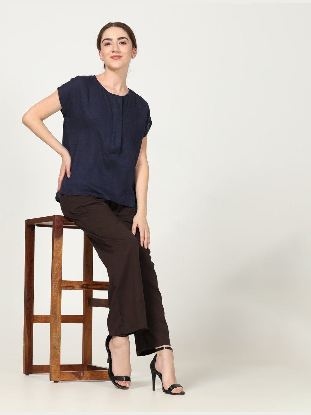 Co - ord SetElegant Half Placket Top with Wide Leg Pants Co - ord SetSaltpetre