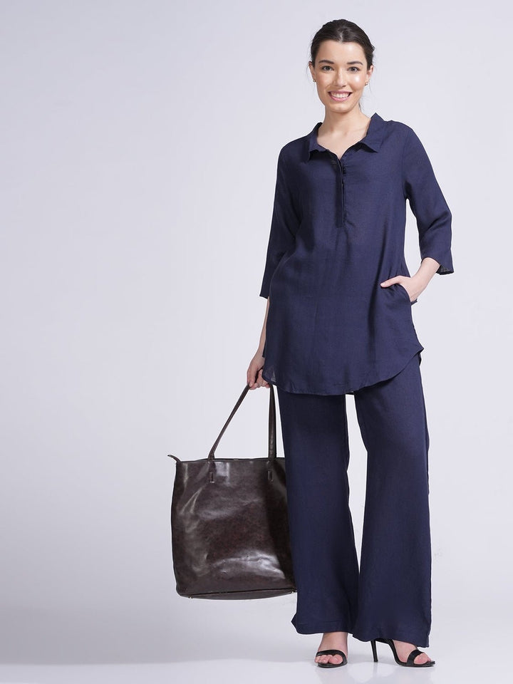 Co - ord SetElegant Linen Skipper Collar Tunics & Trouser Co - ord SetSaltpetre