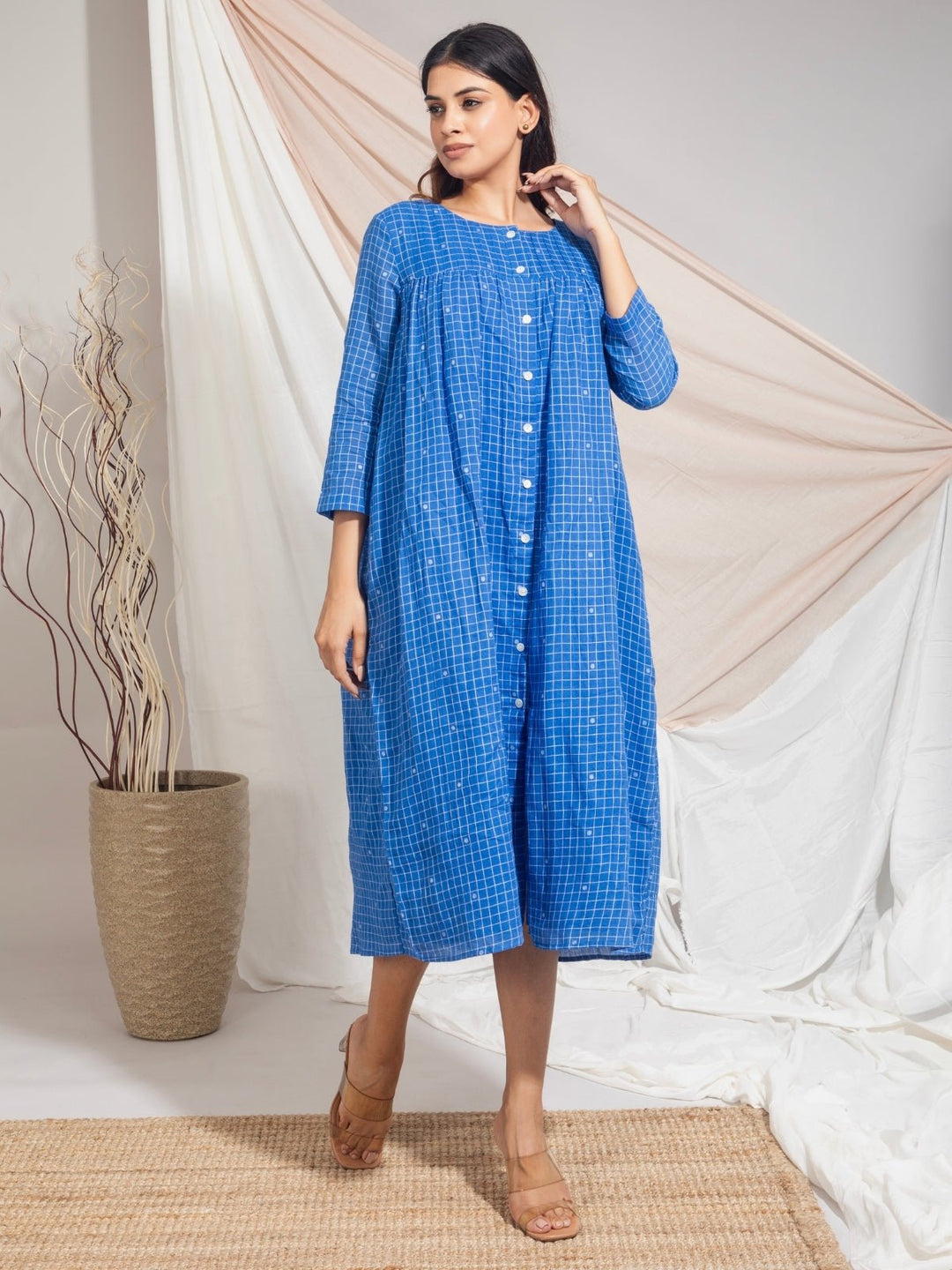 jamdani cotton dress Scarlet Red Cotton Jamdani Dress