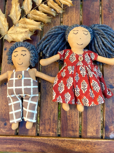 Toys and GamesFabric Dolls, Set of 2 Dolls, Pairs BrownThe Good Gift