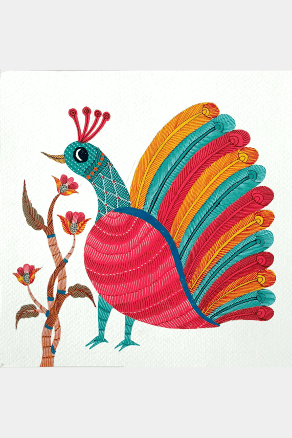 Home DecorFeathers of Delight - Gond PaintingKailash PradhanFlourish Planet