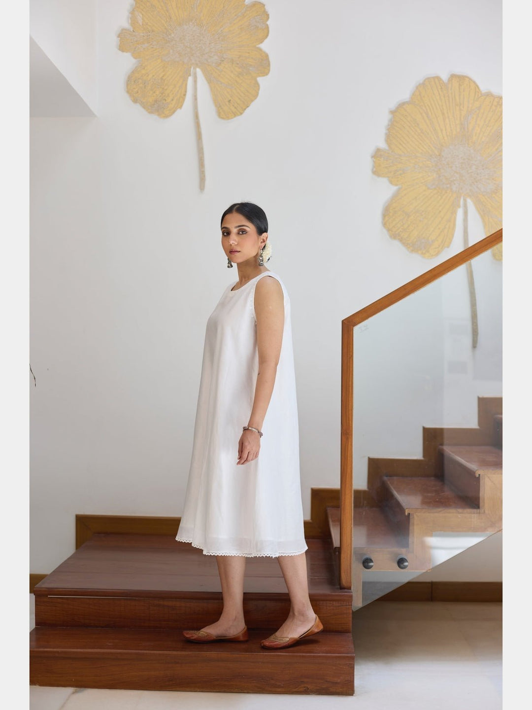 flared slip dress COS The Metallic Flared Slip Dress