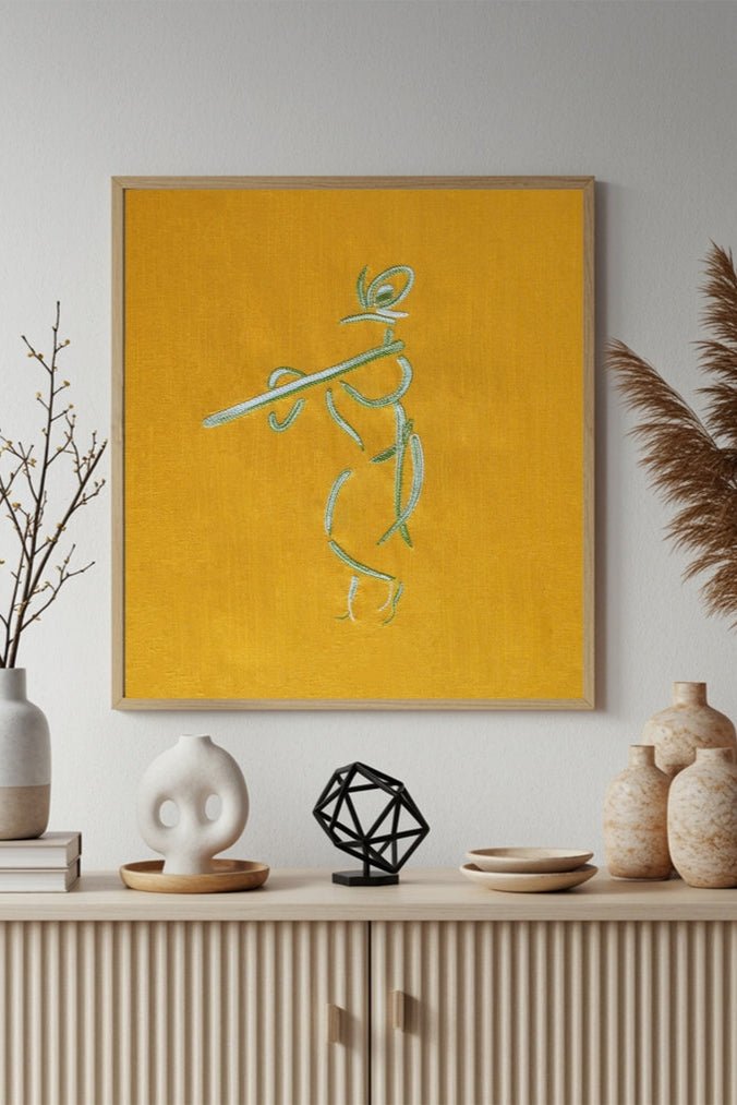 Home DecorFlute Melody of Lord Krishna: Kesar Wall art UnframedVenusFlourish Planet