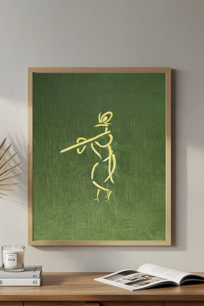 Home DecorFlute Melody of Lord Krishna: Tulsi Wall art UnframedVenusFlourish Planet