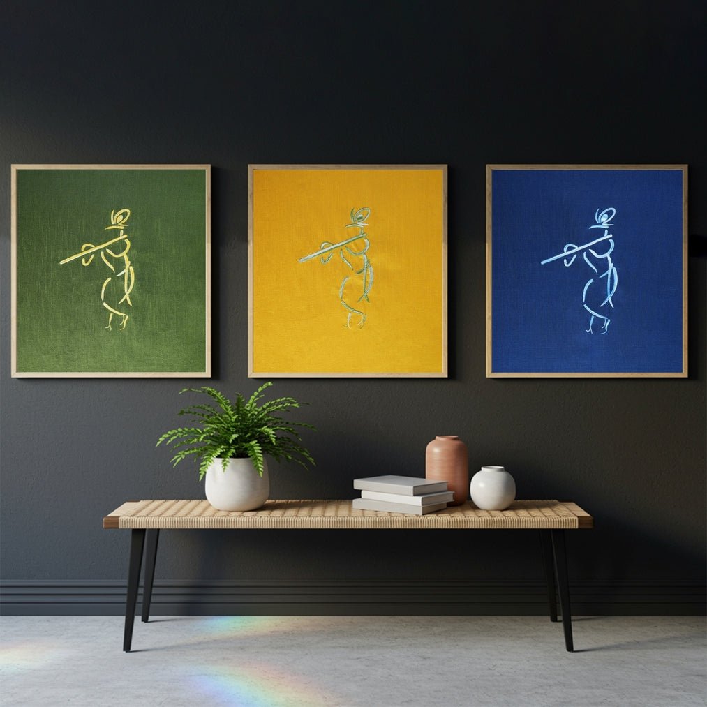 Home DecorFlute Melody of Lord Krishna: Tulsi Wall art UnframedVenusFlourish Planet