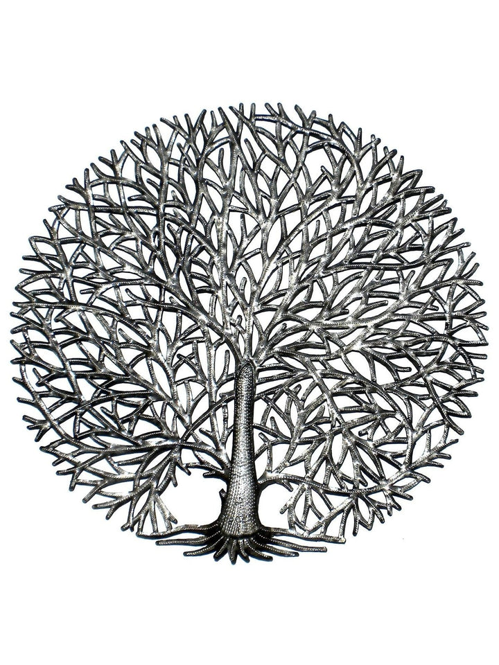 Home DecorFull Branches Tree of Life Haitian Metal Drum Wall Art, 23"Global Crafts