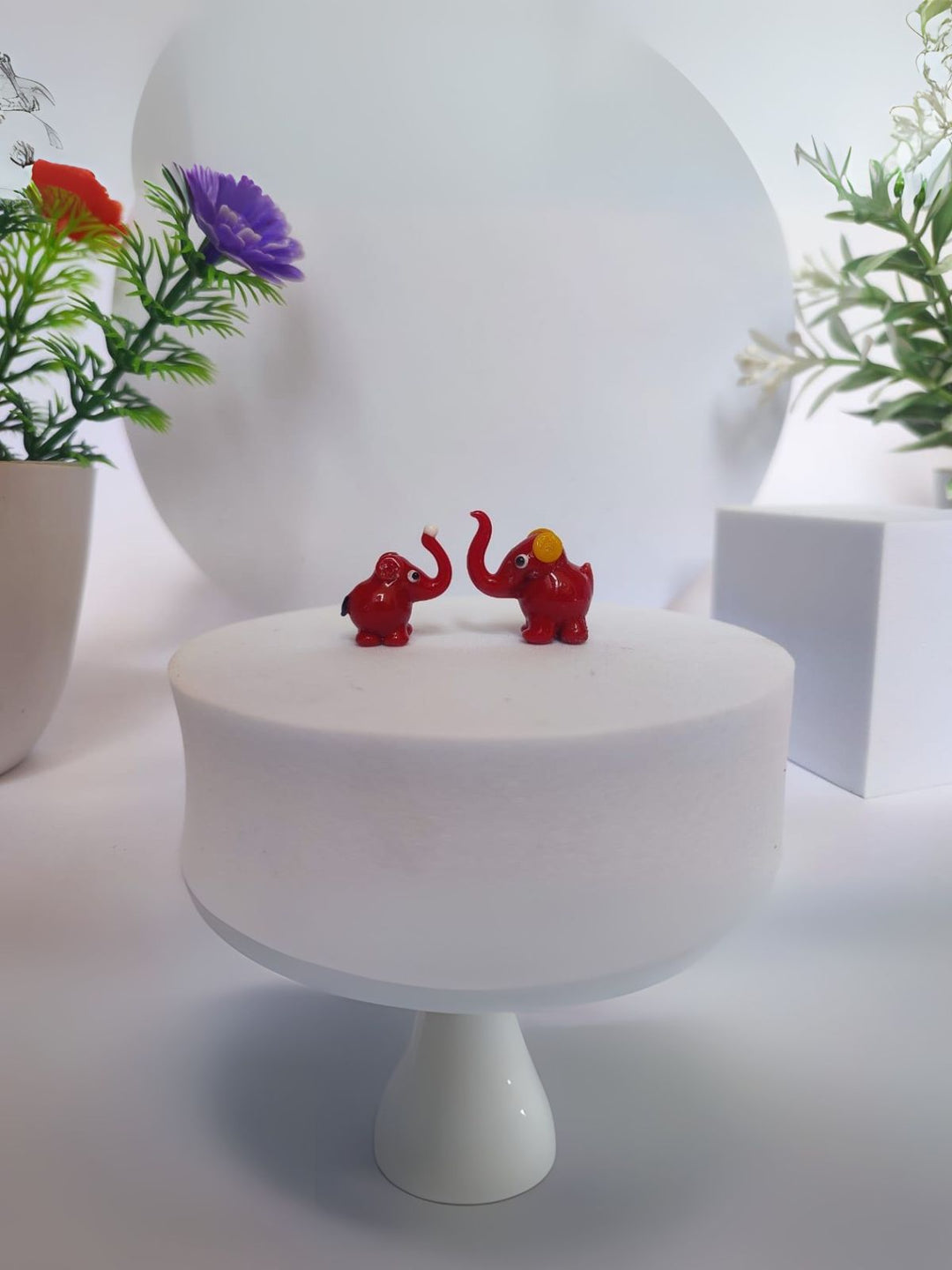 Home DecorGlass Baby Elephant - Red (Set of 2 Miniatures)Six Brothers Glass ArtistFlourish Planet