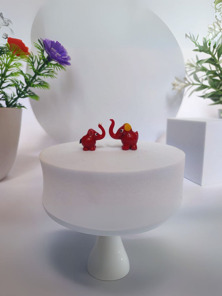 Home DecorGlass Baby Elephant - Red (Set of 2 Miniatures)Six Brothers Glass ArtistFlourish Planet