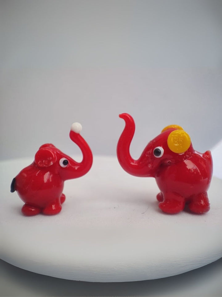 Home DecorGlass Baby Elephant - Red (Set of 2 Miniatures)Six Brothers Glass ArtistFlourish Planet