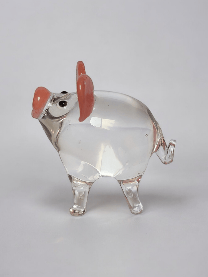 Home DecorGlass Pig - Transparent with Pink AccentsSix Brothers Glass ArtistFlourish Planet
