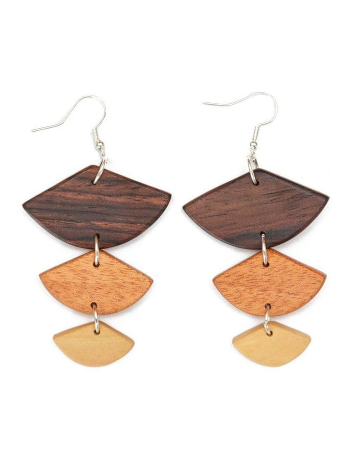 JewelryGolden Wood Geometric EarringsUpavim Crafts