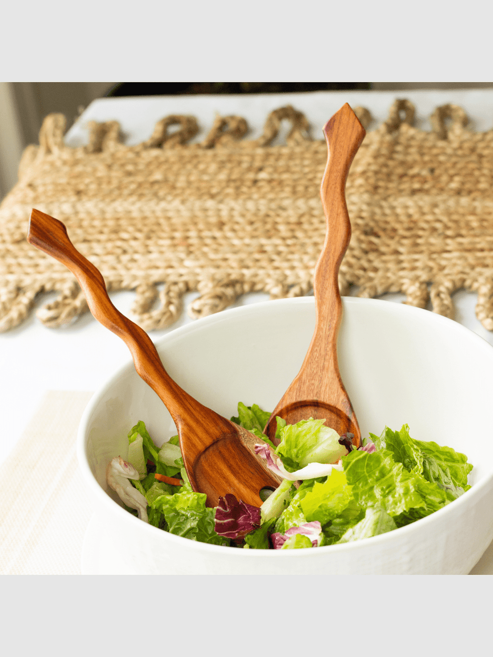 Table and DiningHand Carved Wood Salad Serving SetUpavim Crafts