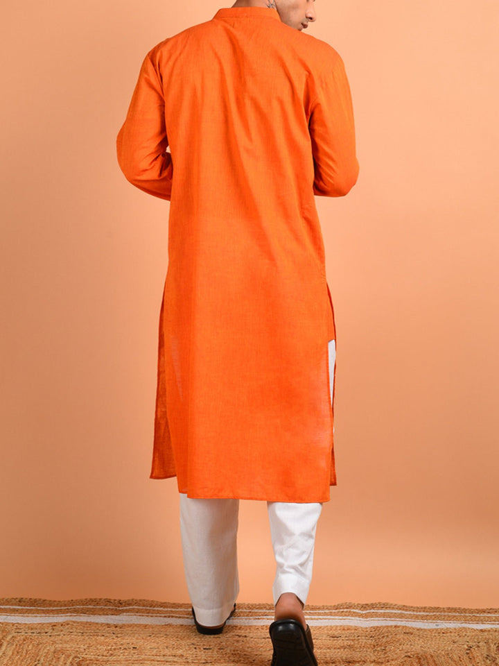 Shirts & T - shirtsHand Embroidered Cotton Kurta OrangeKalp