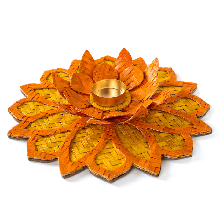 Home DecorHandcrafted Bamboo Rangoli with Lotus Tealight HolderGreenkraftFlourish Planet