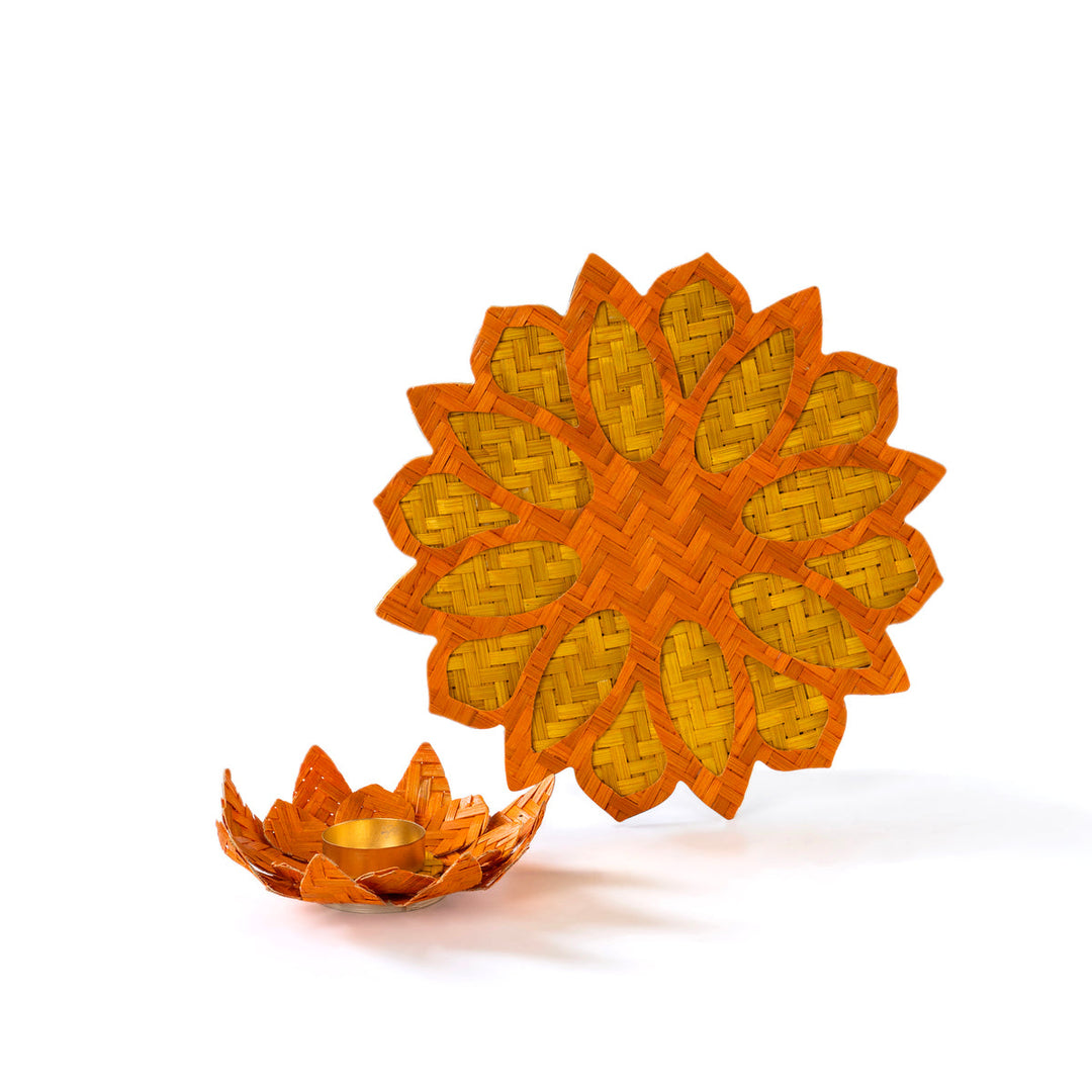 Home DecorHandcrafted Bamboo Rangoli with Lotus Tealight HolderGreenkraftFlourish Planet