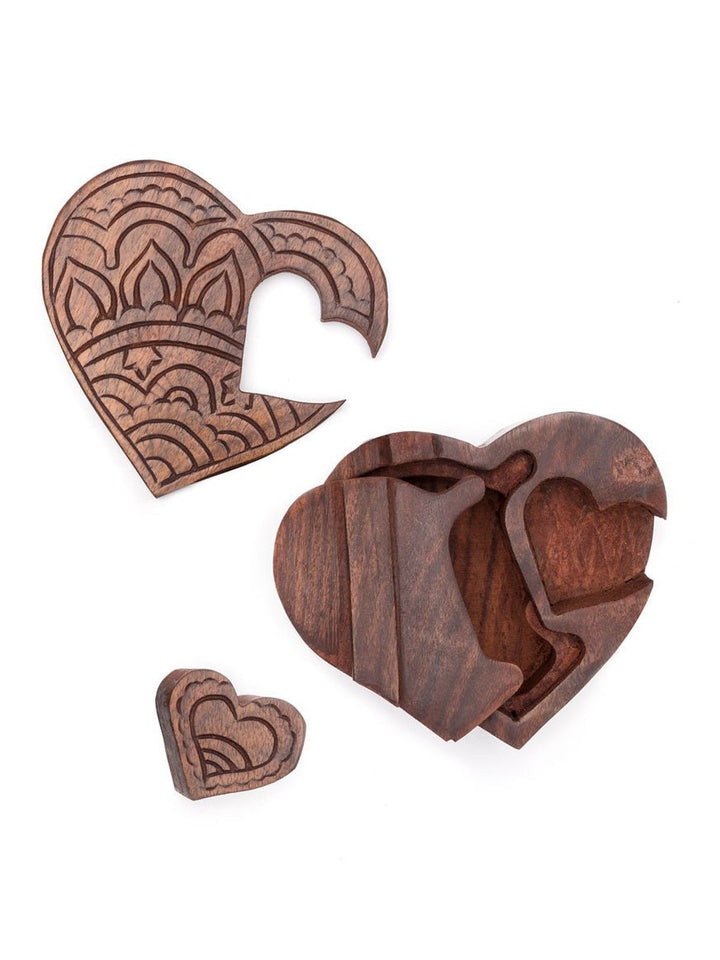 JewelryHeart Puzzle Box Jewelry Holder - Hand Carved WoodMatr Boomie