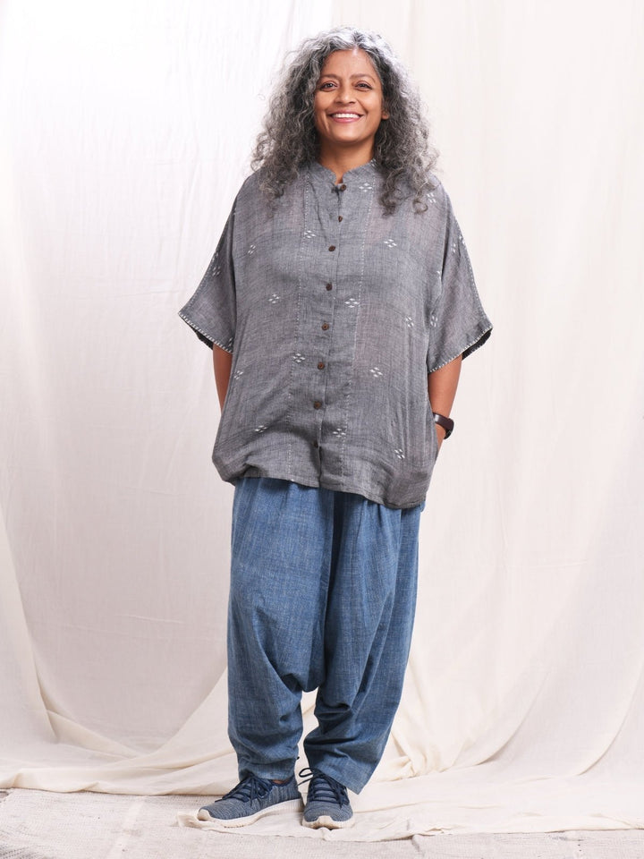 TopsHirak Cotton Jamdani Kimono ShirtEarth Route