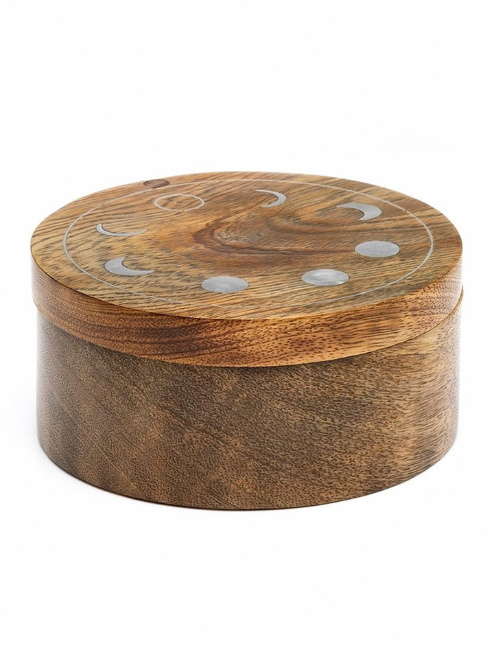 Personal AccessoriesIndukala Moon Phase Round Pivot Box - Handcrafted Mango WoodMatr Boomie