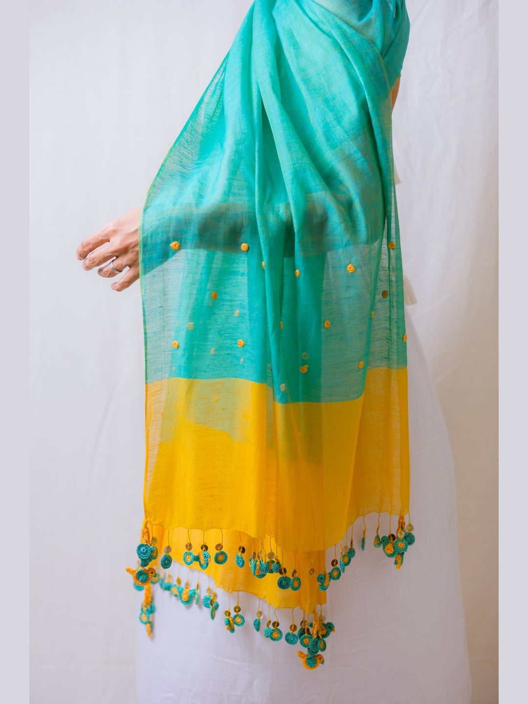 Scarves and WrapsJade & Yellow Bird Tassel StoleSamoolam