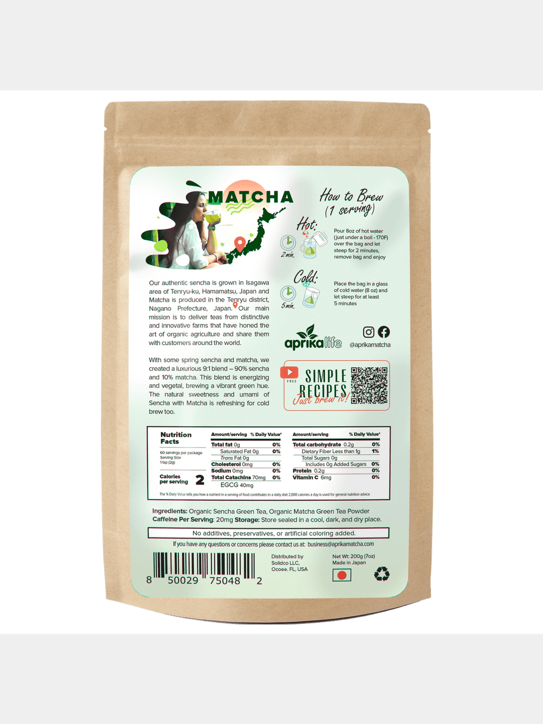 FoodJapanese Matcha Green Tea BagsAprika Life