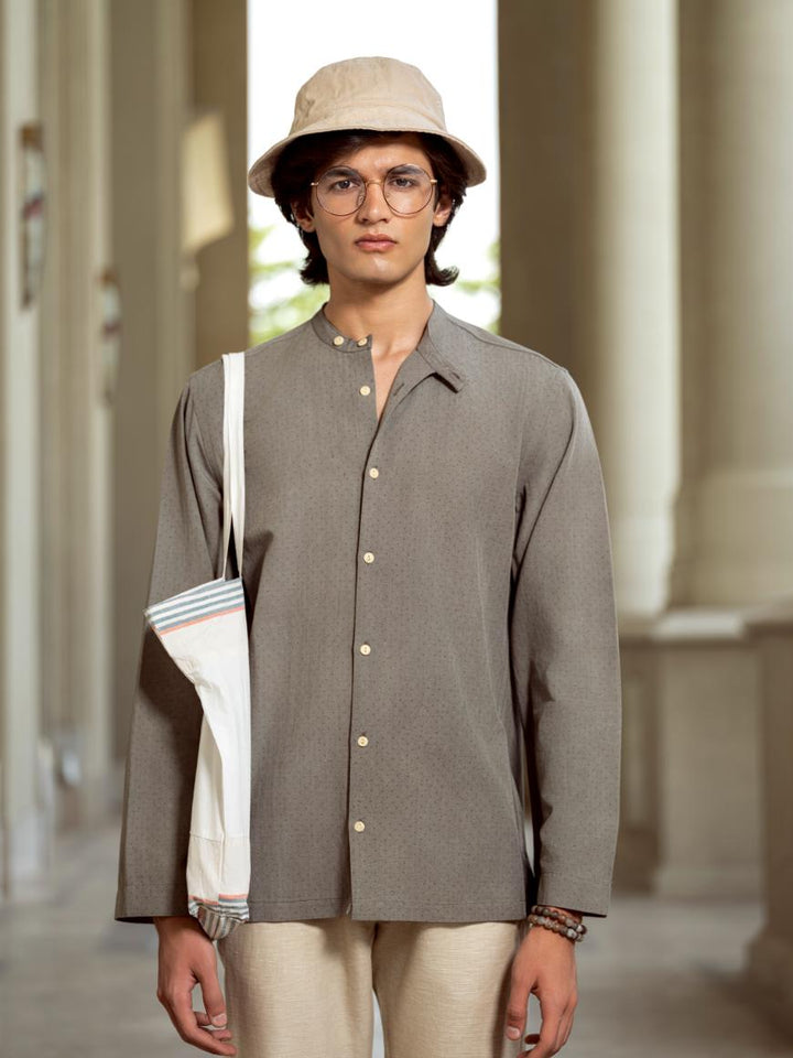 Shirts & T-shirtsKamanam - Grey Organic Full Sleeve Shirt | Bamboo Cotton Linen BlendVasudhaa VastrramFlourish Planet