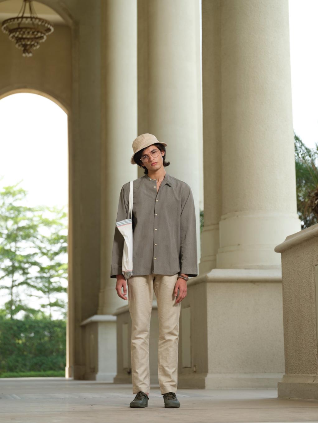 Shirts & T-shirtsKamanam - Grey Organic Full Sleeve Shirt | Bamboo Cotton Linen BlendVasudhaa VastrramFlourish Planet