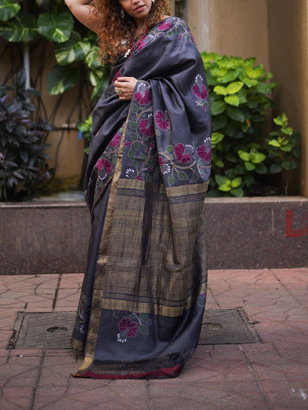 SareesKosa Silk Saree With Kantha Embroidery GreyFor Sarees