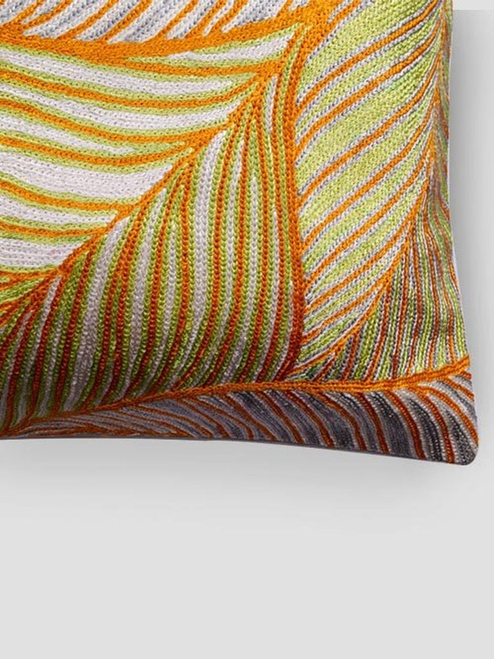 Bed and LivingLeaves Chainstitch Embroidered Cushion CoverZaina