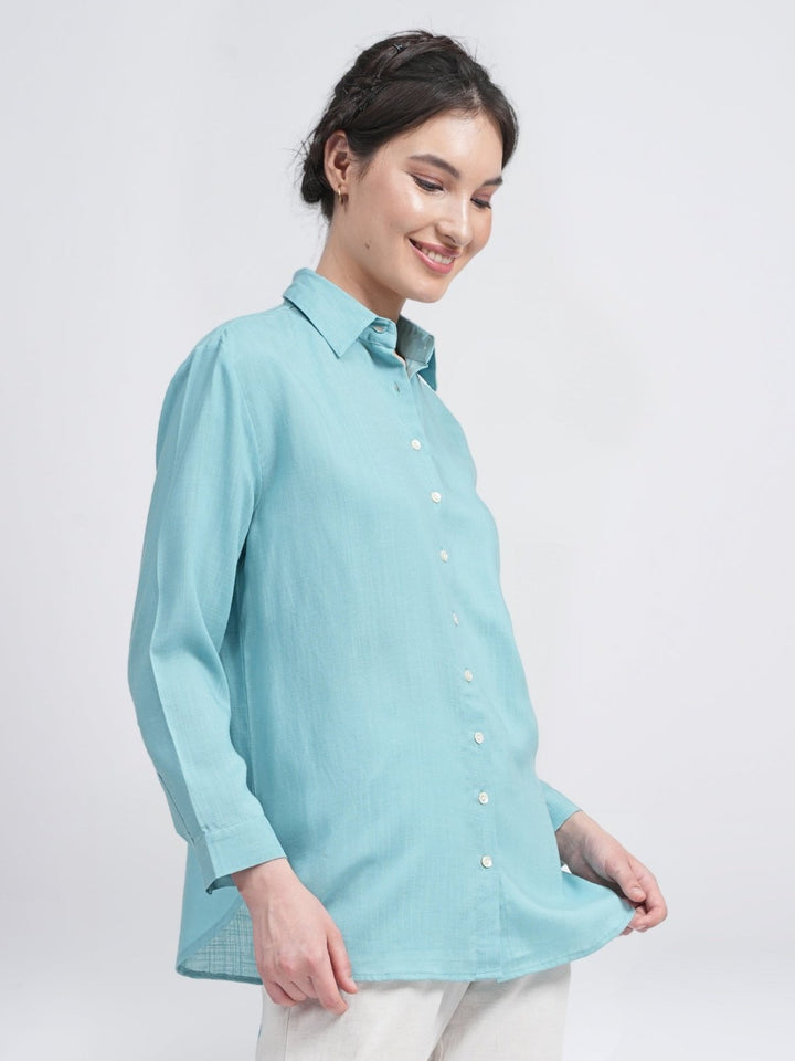 TopsLinen Solid Button-Down ShirtSaltpetre