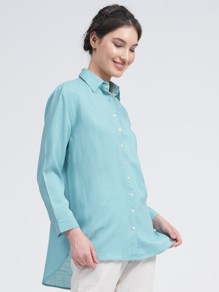 TopsLinen Solid Button-Down ShirtSaltpetre