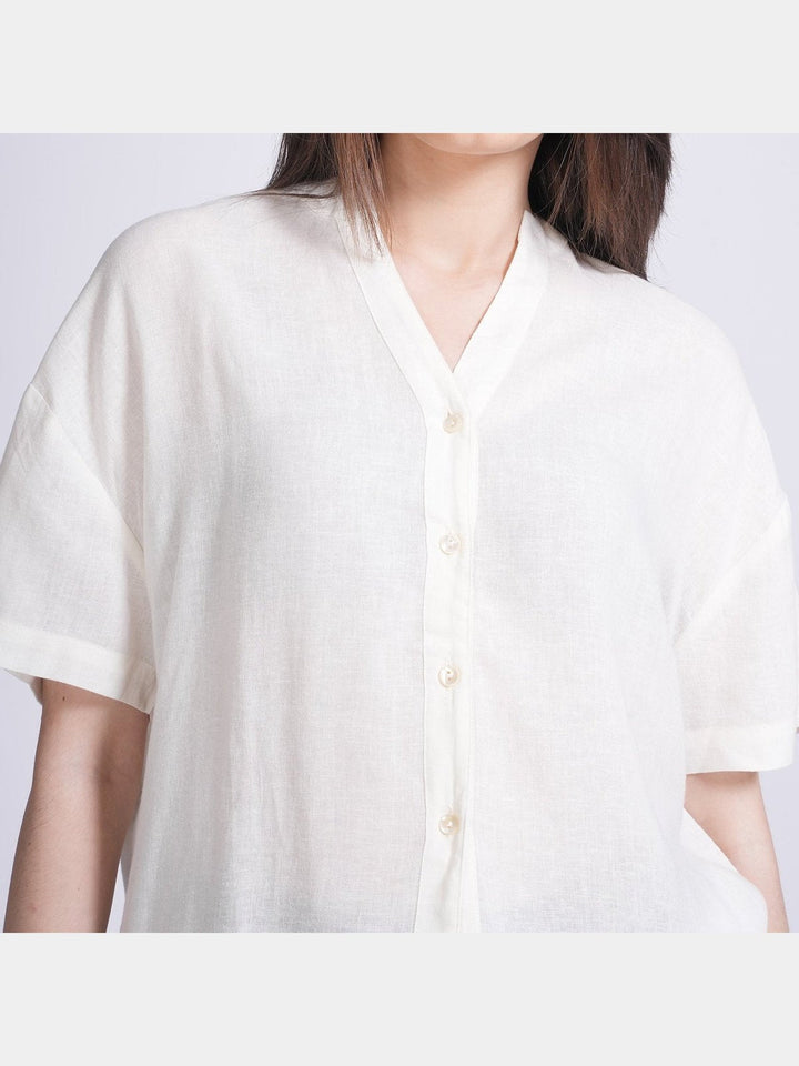 TopsLinen Solid Drop Shoulder ShirtSaltpetreFlourish Planet