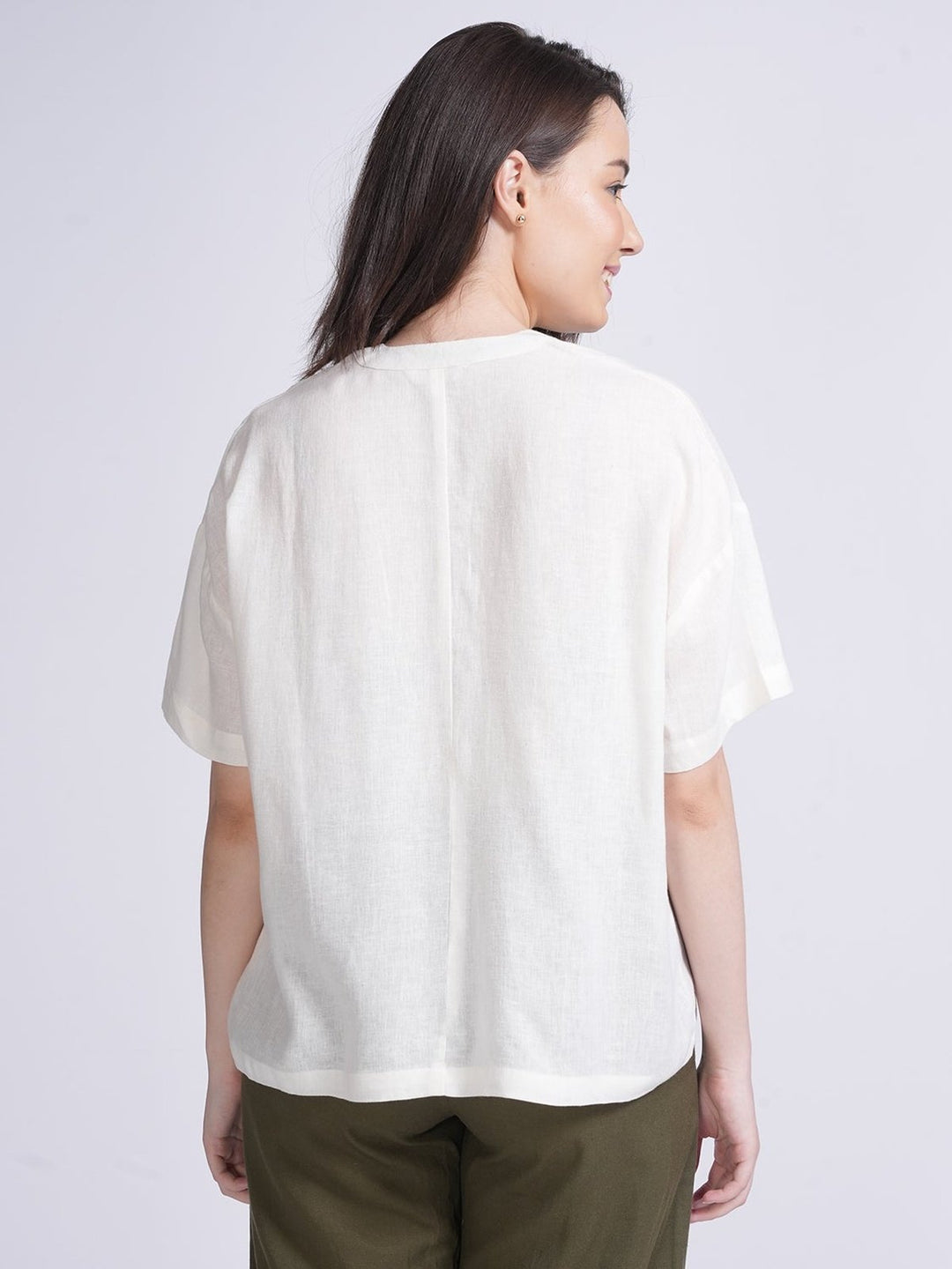 TopsLinen Solid Drop Shoulder ShirtSaltpetreFlourish Planet
