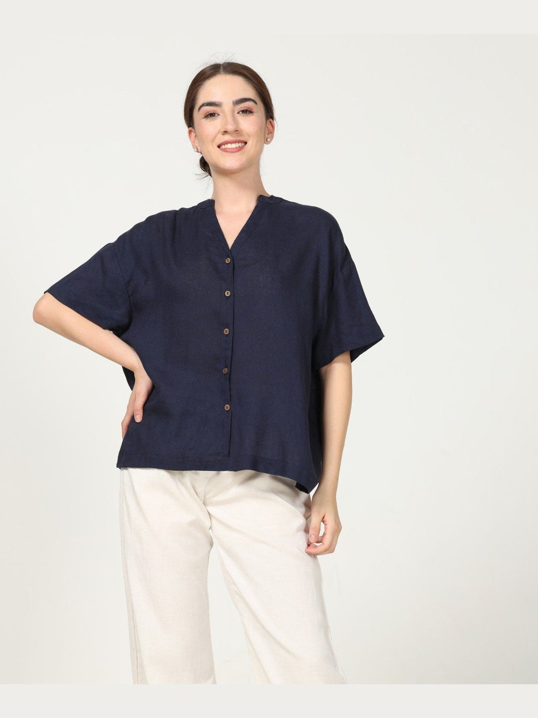 TopsLinen Solid Drop Shoulder ShirtSaltpetreFlourish Planet