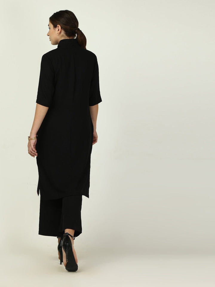 Co - ord SetLinen Solid Long Shirt with Wide Leg Pant Co - ord SetSaltpetre