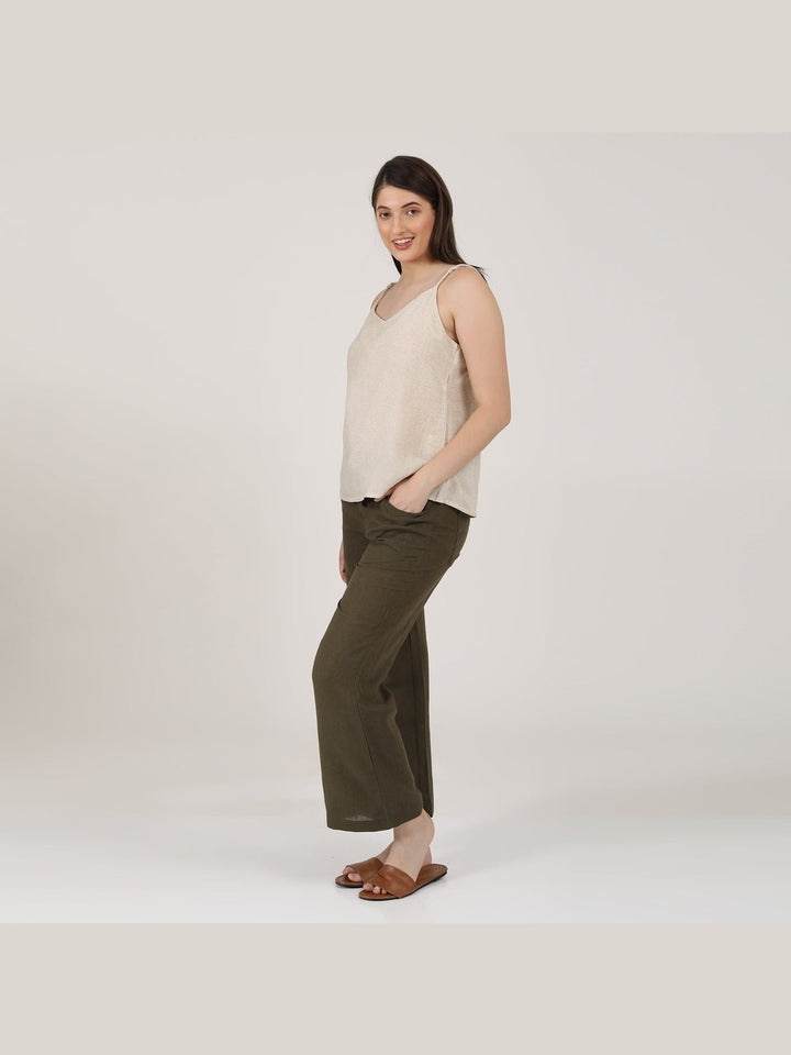 Co - ord SetLinen Solid Slip Top with Wide Leg Pants Co - ord SetSaltpetre