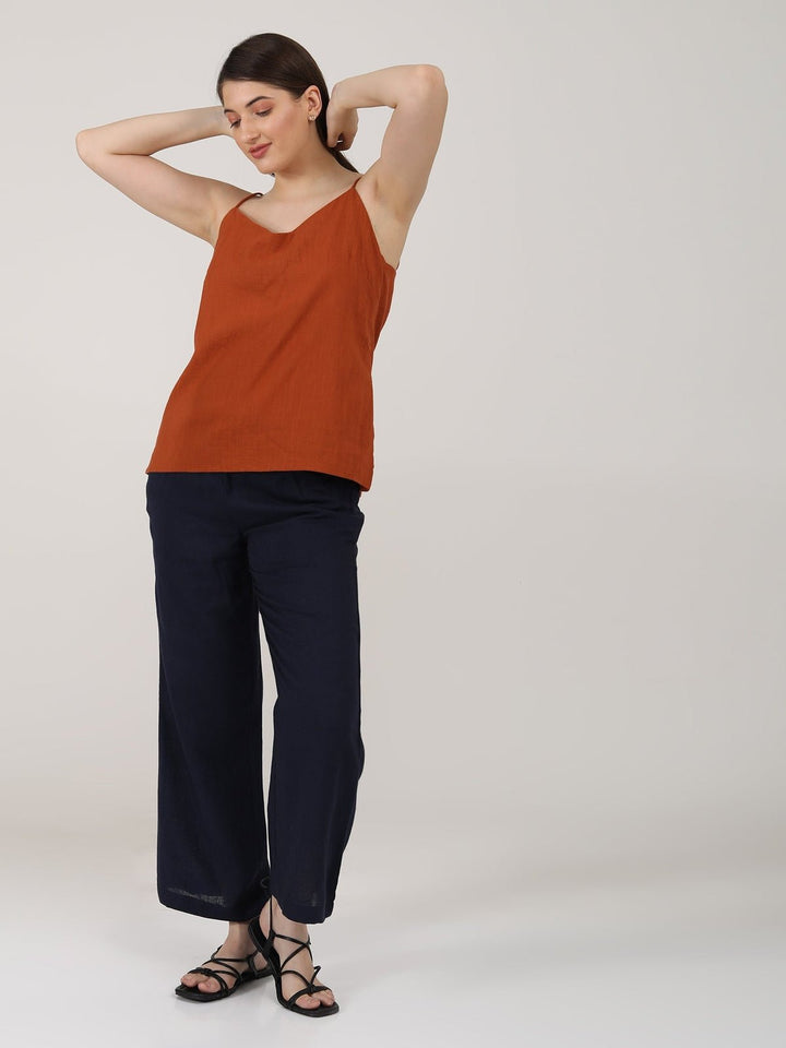 Co - ord SetLinen Solid Slip Top with Wide Leg Pants Co - ord SetSaltpetre