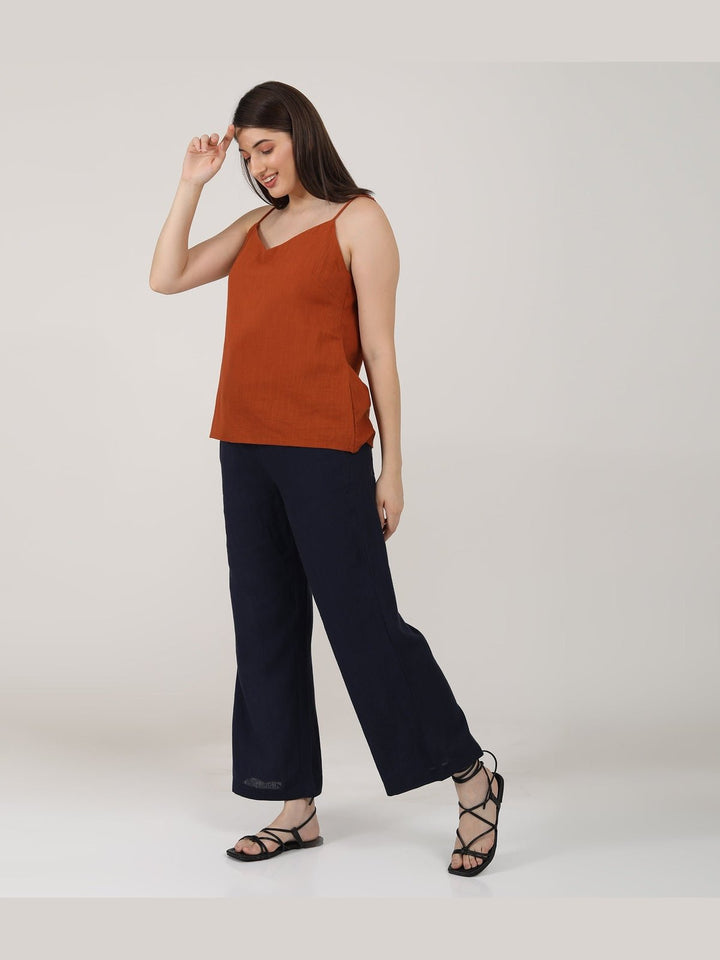 Co - ord SetLinen Solid Slip Top with Wide Leg Pants Co - ord SetSaltpetre