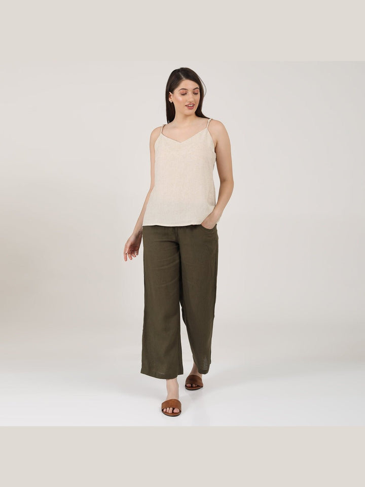 Co - ord SetLinen Solid Slip Top with Wide Leg Pants Co - ord SetSaltpetre